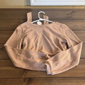SHEIN Tan Ribbed Knit Top